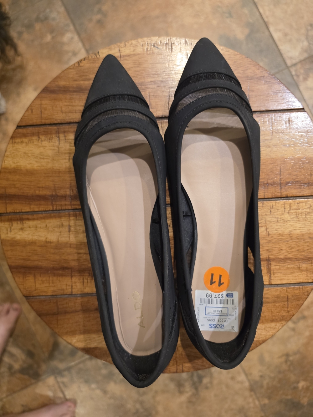 Aldo Black Pointed Toe Ballet Flats with Strap Detail